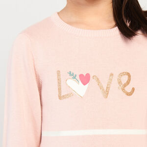 Robe manches longues en tricot glitter print et rayures pour fille 