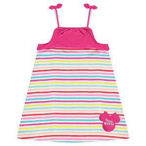 Robe rayée multicolore avec patch Disney Minnie Main Robe rayée multicolore avec patch Disney Minnie