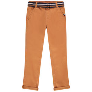 Παντελόνι chino twill satin με ζώνη ριγέ αγόρι 