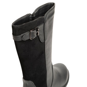 Μαύρες καουμπόικες μπότες για κορίτσι με λουράκι και φανταχτερή αγκράφα 