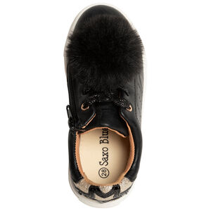 Αθλητικά παπούτσια χαμηλά δερματίνη για κορίτσι με πομ πον και παγιέτες 