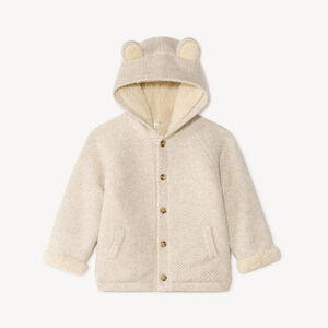 Gilet bébé garçon en tricot à capuche doublé sherpa 