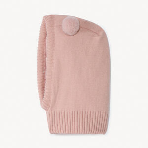 Κουκούλα πλεκτή jersey με πον-πον και επένδυση sherpa για bebe κορίτσι 