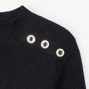 Πουλόβερ με μακριά μανίκια, λαιμό cheminé και διακοσμητικά κουμπιά για κορίτσι 