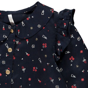 Τουνίκ μακρυμάνικη με δέσιμο και σχέδιο λουλουδιών για μωρό κορίτσι 