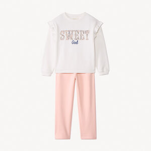 Σετ φόρμας με λουλουδάτο κέντημα για κορίτσι από molleton 