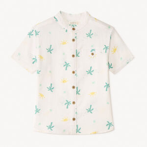 Καλοκαιρινό πουκάμισο με κοντό μανίκι και γιακά mao, τυπωμένο με φοίνικες για αγόρια. 
