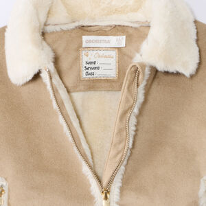 Μπουφάν διπλού υλικού από suédine με επένδυση ψεύτικης γούνας για κορίτσι 