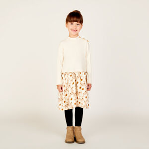 Robe manches longues effet 2 en 1 fleurie pour fille 