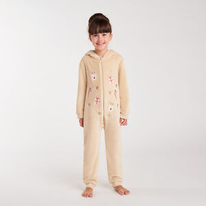 Surpyjama fille en sherpa à capuche cervidé 