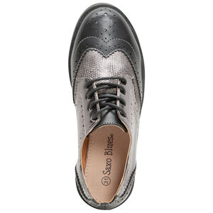 Ασημί δετά παπούτσια με διαφορετικές υφές και πλατφόρμα 