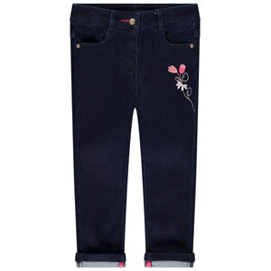 Παντελόνι effet jean με broderie floral για bebe κορίτσι 