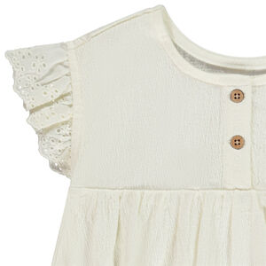 Τουνίκ με κοντά μανίκια, κεντημένα, σε εφέ τσαλακωμένο για μωρό κορίτσι 