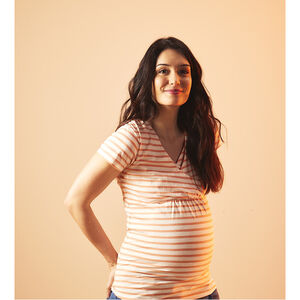 Κοντομάνικο μπλουζάκι εγκυμοσύνης και θηλασμού με ρίγες 