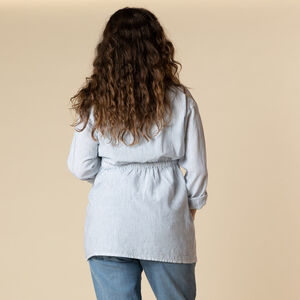 Μακρυμάνικη μπλούζα εγκυμοσύνης και θηλασμού με ρίγες και κορδόνι 