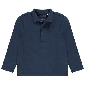 Πολυεστερικό μονόχρωμο πλεκτό πόλο μακρυμάνικο για αγόρι 