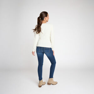 Μακρυμάνικη μπλούζα εγκυμοσύνης σε jersey με print Love Club écru 