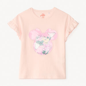 T-shirt με κοντό μανίκι με βολάν και εκτύπωση lenticular Minnie Disney για κορίτσι 