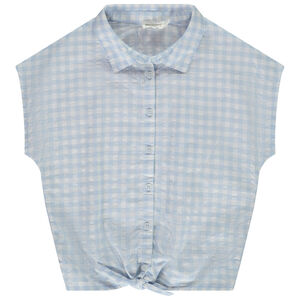 Πουκάμισο κοντομάνικο με κόμπο και σχέδιο vichy για κορίτσι 