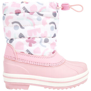 Ροζ après-ski με φερμουάρ και σχέδιο arty + κορδόνι περίσφιξης για κορίτσι 