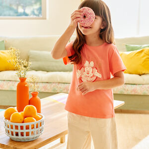 T-shirt με κοντά μανίκια με τύπωμα παγιέτας Minnie Disney για κορίτσι 