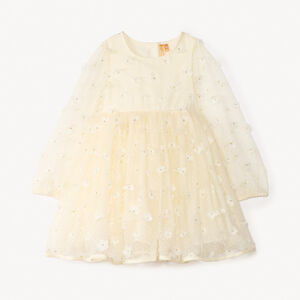 Φόρεμα με μακριά μανίκια και 3D λουλούδια για κορίτσι μωρό 