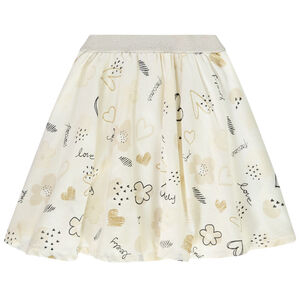 Φούστα κοντή γιορτινή βαμβακερή με φαντεζί σχέδιο για κορίτσι 