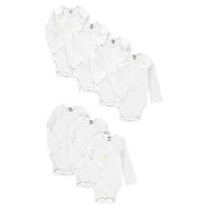 Σετ με 7 μακρυμάνικα βαμβακερά κορμάκια με στάμπα με διακοσμητικό σχέδιο 