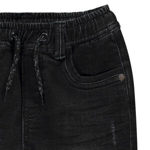 Jean style jogger en denim avec ceinture et chevilles rib pour garçon  Main Jean style jogger en denim avec ceinture et chevilles rib pour garçon