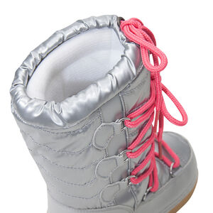 Μποτάκια apres-ski ασημί καπιτονέ με κορδόνια σε νούμερα 24 έως 27 