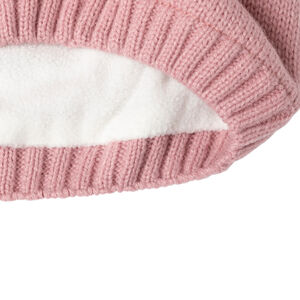 Σκουφάκι πλεκτό με πομ πομ από συνθετική γούνα 