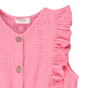 Κοντό φορμάκι με βολάν από διπλή γάζα μονόχρωμο για κορίτσι 