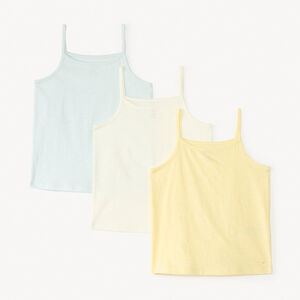 Σετ από 3 μονόχρωμα αμάνικα μπλουζάκια για κορίτσι 