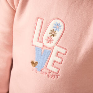 Φόρεμα μονόχρωμο από φούτερ με κέντημα φαντασίας για μωρό κορίτσι 