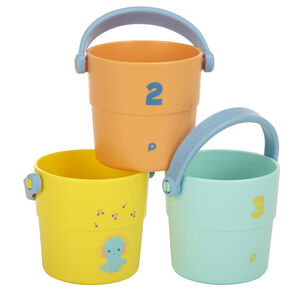 Σετ από 3 διάτρητους κουβάδες μπάνιου στοιβαζόμενους 