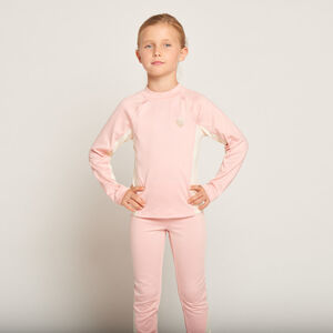 Μπλούζα μακρυμάνικη για σκι δίχρωμη σε ροζ και écru για κορίτσι 