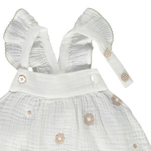 Τουνίκ χωρίς μανίκια από διπλή γάζα με κεντήματα λουλουδιών για μωρό κορίτσι 