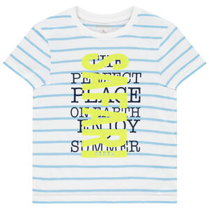 T-shirt manches courtes rayé print fluo pour garçon Main T-shirt manches courtes rayé print fluo pour garçon