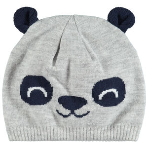 Πλεκτός σκούφος με επένδυση ζέρσεϊ και ανάγλυφα αυτάκια 