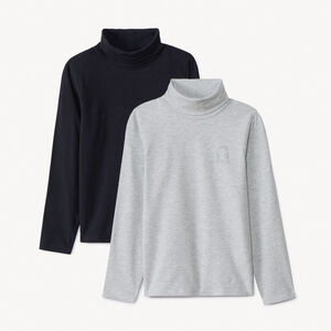 Lot de 2 sous-pulls à col roulé unis avec puff print pour garçon  