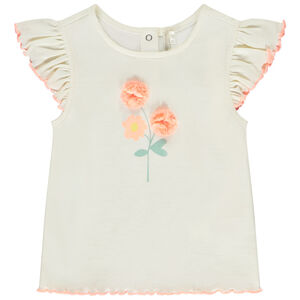 Κοντομάνικο πλεκτό μπλουζάκι με σχέδιο λουλουδιών 3D για κορίτσι bebé 
