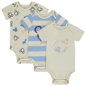 Σετ από 3 bodies κοντομάνικα Mickey Disney για bebe αγόρι με διαφορετικά ανοίγματα ανάλογα με την ηλικία 