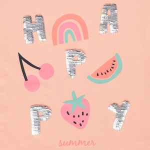 T-shirt κοντομάνικο με σχέδιο σε μαγικές παγιέτες για κορίτσι 