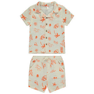 Σετ 2 τεμαχίων imprimé total look από γάζα για bebe αγόρι 