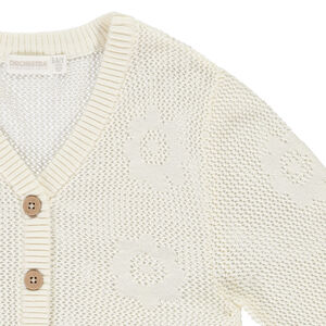 Ζακέτα μονόχρωμη από πλεκτό με σχέδιο αζούρ και λουλούδια για κορίτσι 