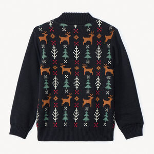 Ζακέτα πλεκτή με επένδυση και χριστουγεννιάτικα σχέδια για αγόρι Deer Of Santa 