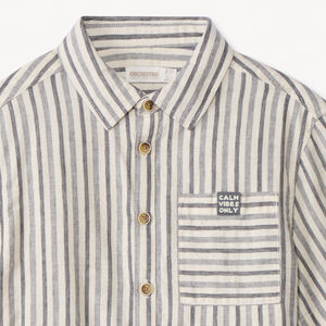 Κοντομάνικο πουκάμισο με ρίγες για αγόρι από πάνινο ύφασμα 