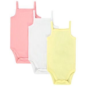 Σετ από 3 μονόχρωμα κορμάκια αμάνικα για bebe κορίτσι 