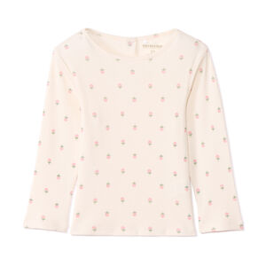 T-shirt manches longues côtelé imprimé fleurs pour bébé fille  Main T-shirt manches longues côtelé imprimé fleurs pour bébé fille