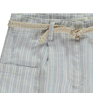 Παντελόνι ριγέ με τσέπες και πλεκτή ζώνη για κορίτσι 